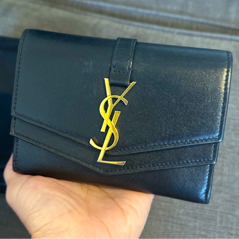 YSL Sulpice Card Half Wallet in Black (used in very good condition)